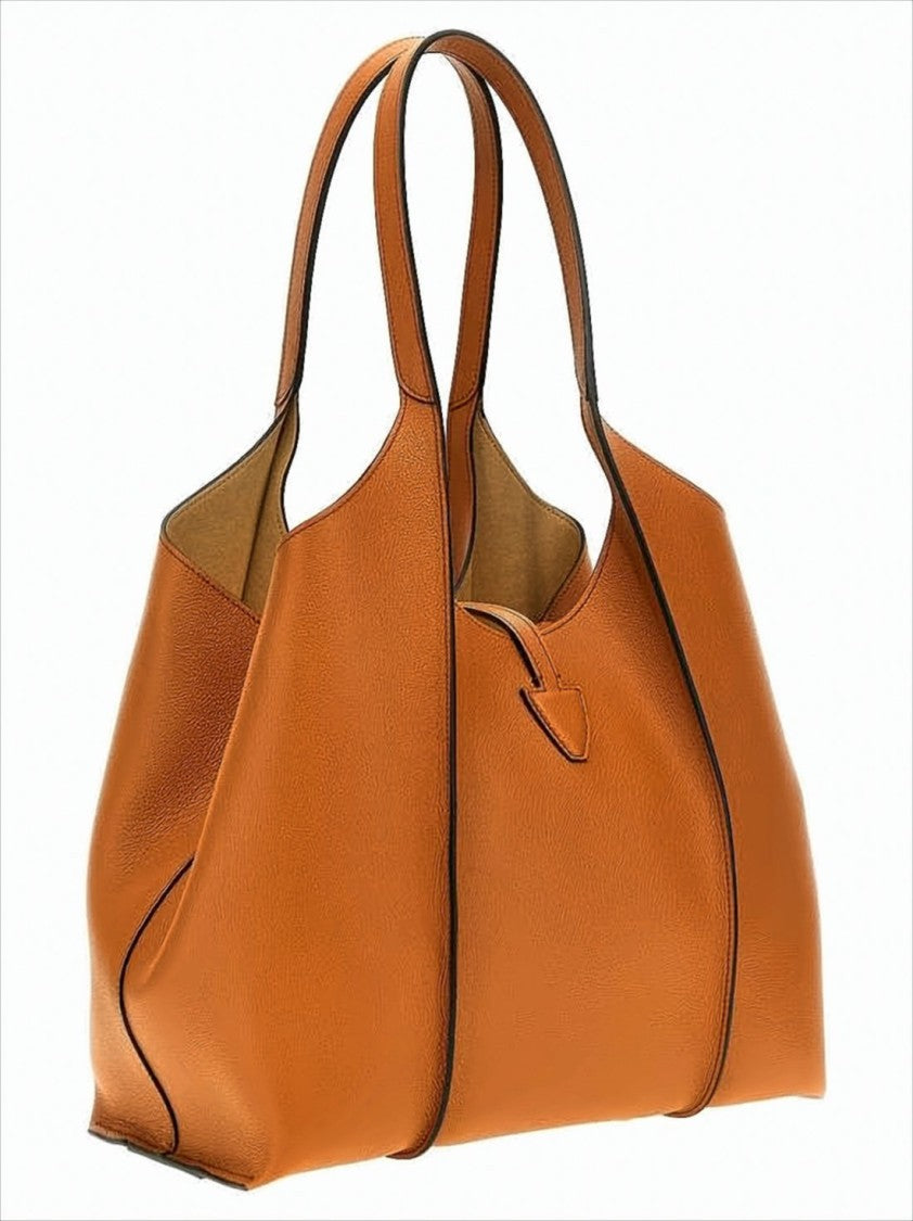 Structured Leather Shoulder Bag With Gold-Tone Buckle
