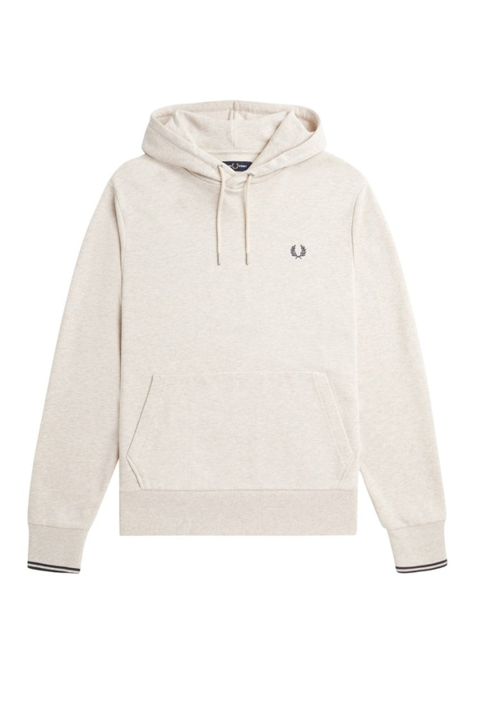 French Terry Cotton Hoodie With Iconic Laurel Wreath Embroidery