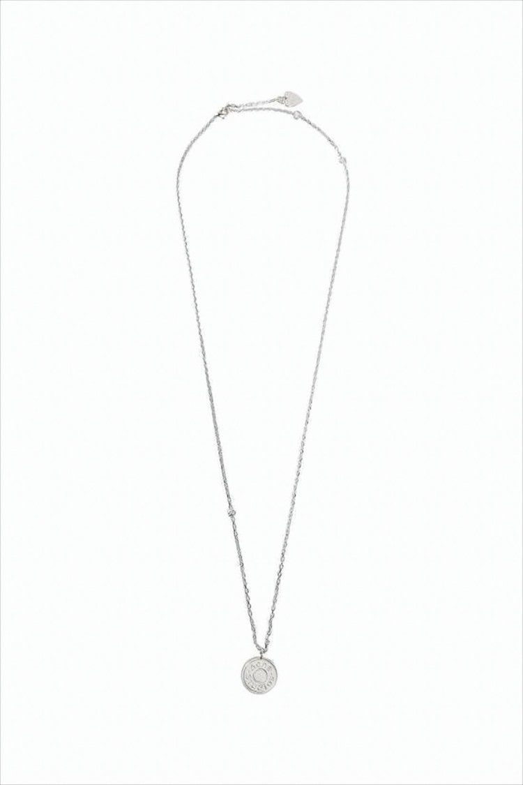Engraved Round Pendant Necklace with Adjustable Chain