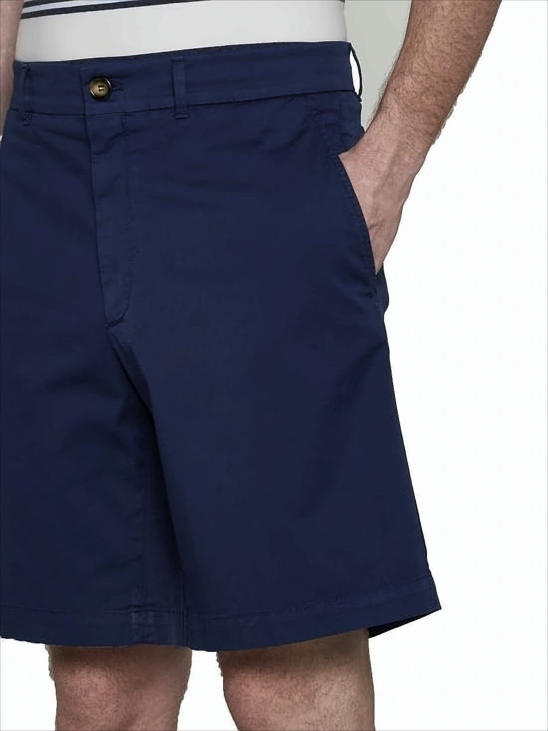 Tailored Blue Shorts with Flat Front