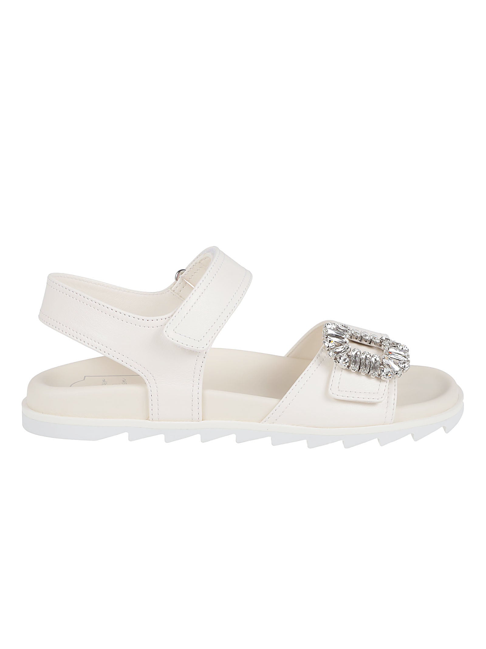 Minimalist Lambskin Sandals with Crystal Embellishment