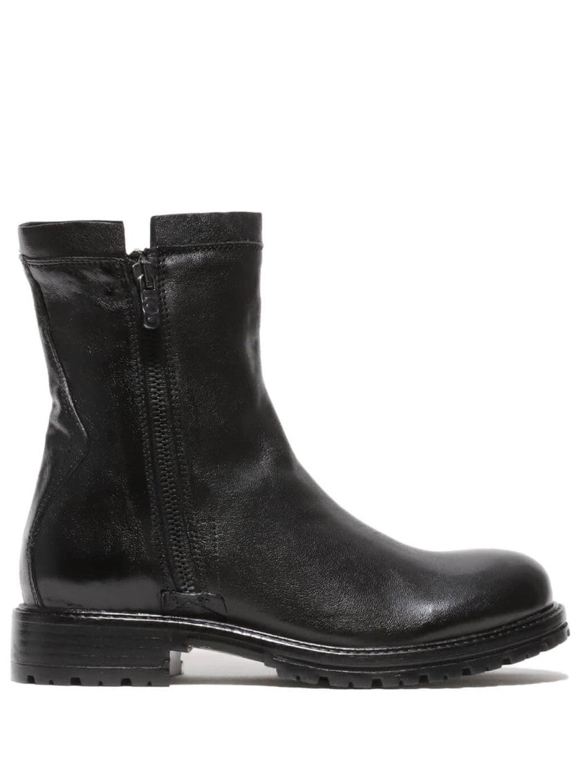 Black Leather Ankle Boots