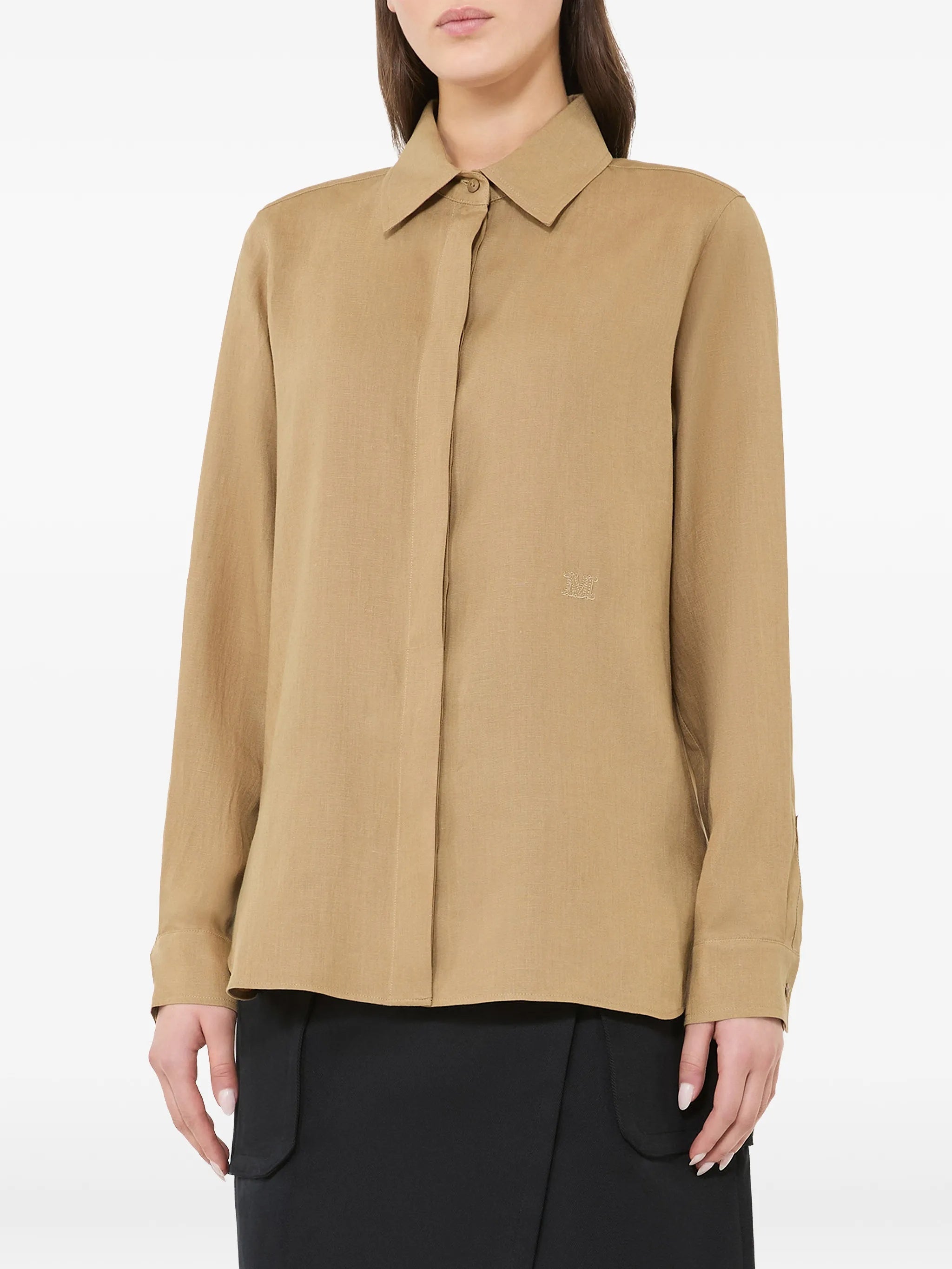 White Mxmfalas Long-Sleeved Button-Up Shirt