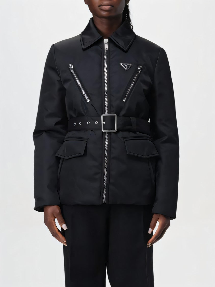 Padded Jacket With Belted Waist
