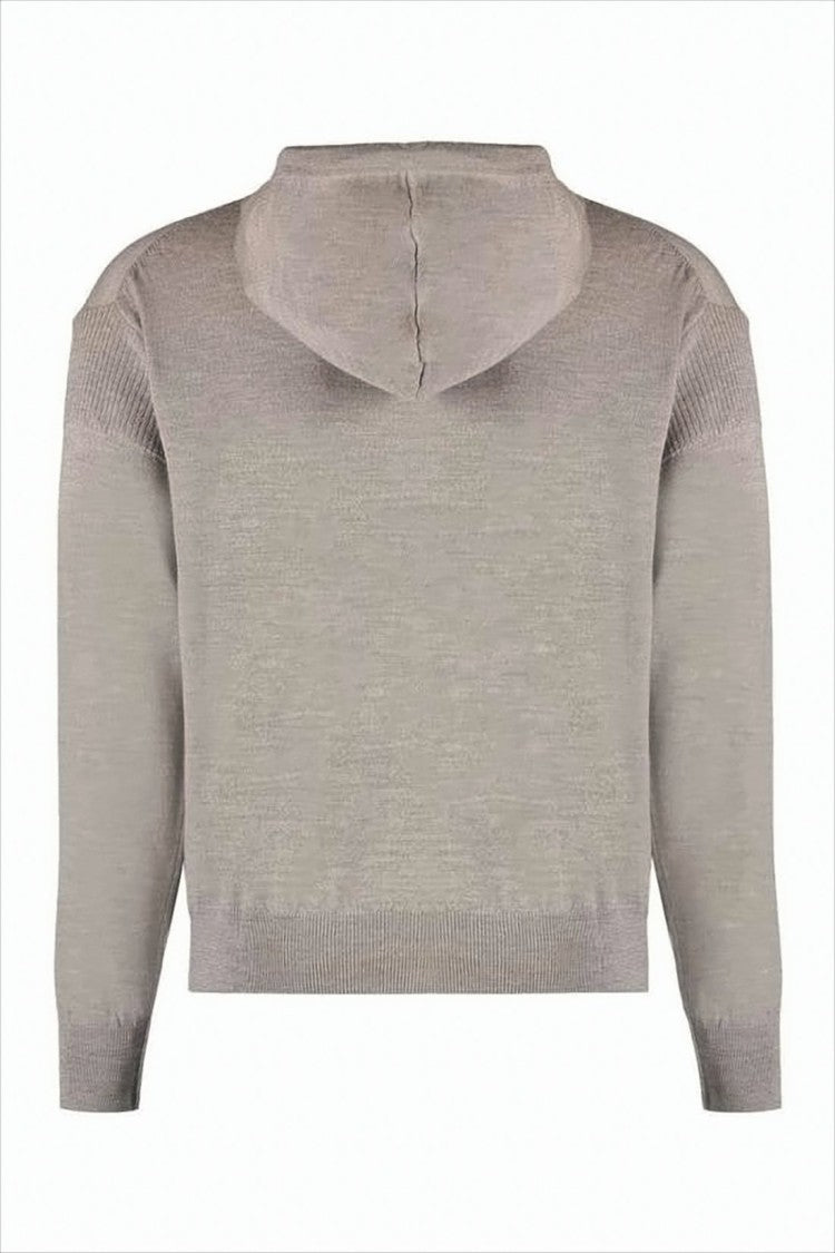 Cropped Wool Hoodie with Ribbed Cuffs