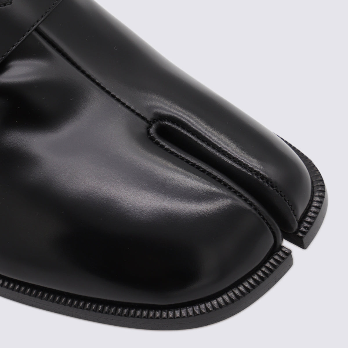 Black Leather Tabi Babouche Loafers