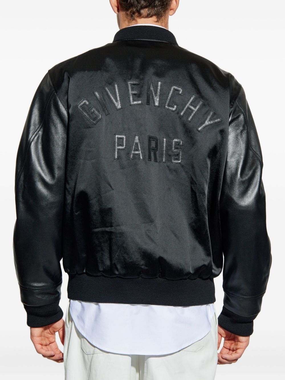 Tonal Embroidered Black Bomber Jacket