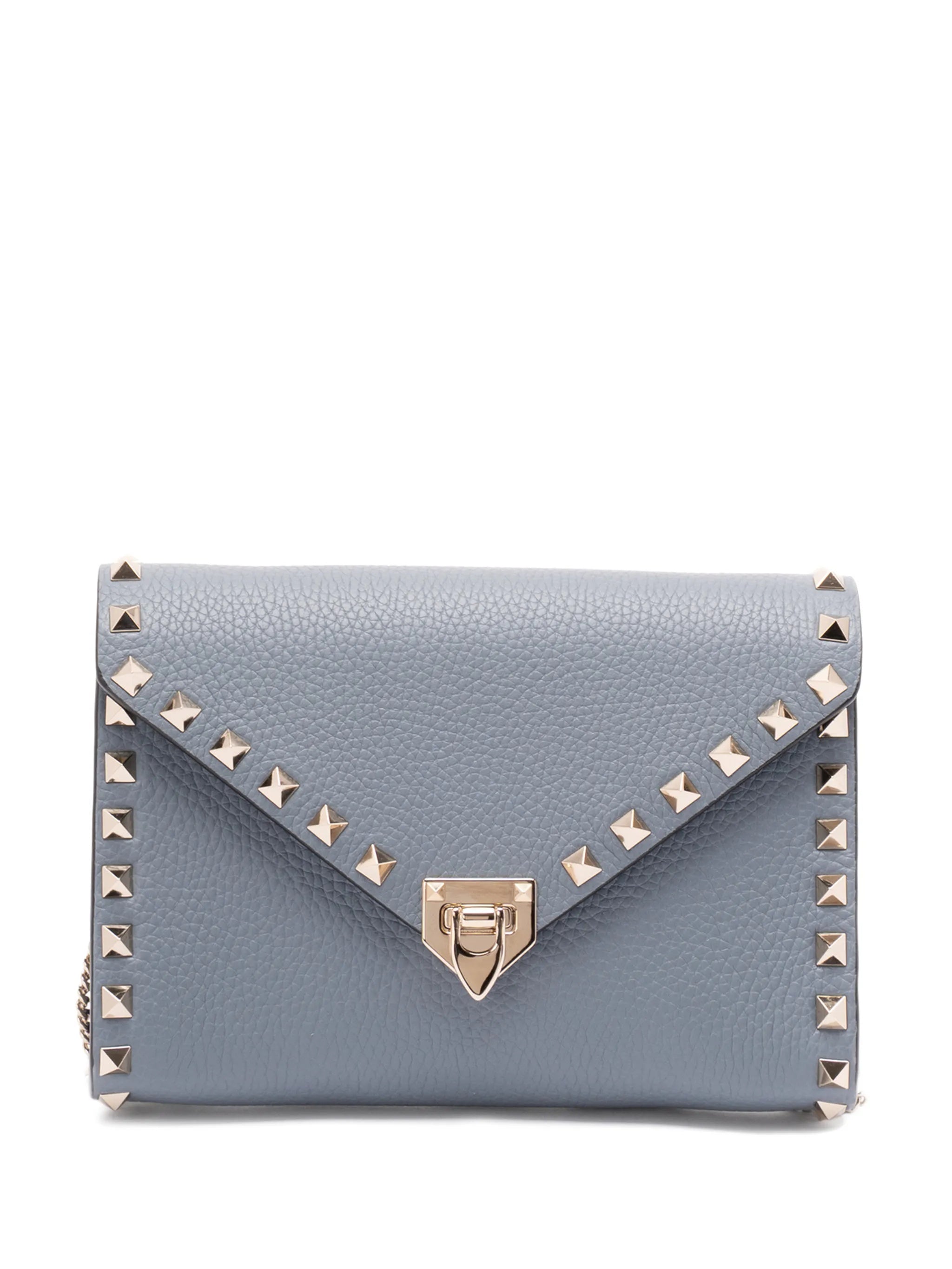 Blue Structured Studded Envelope Mini Bag