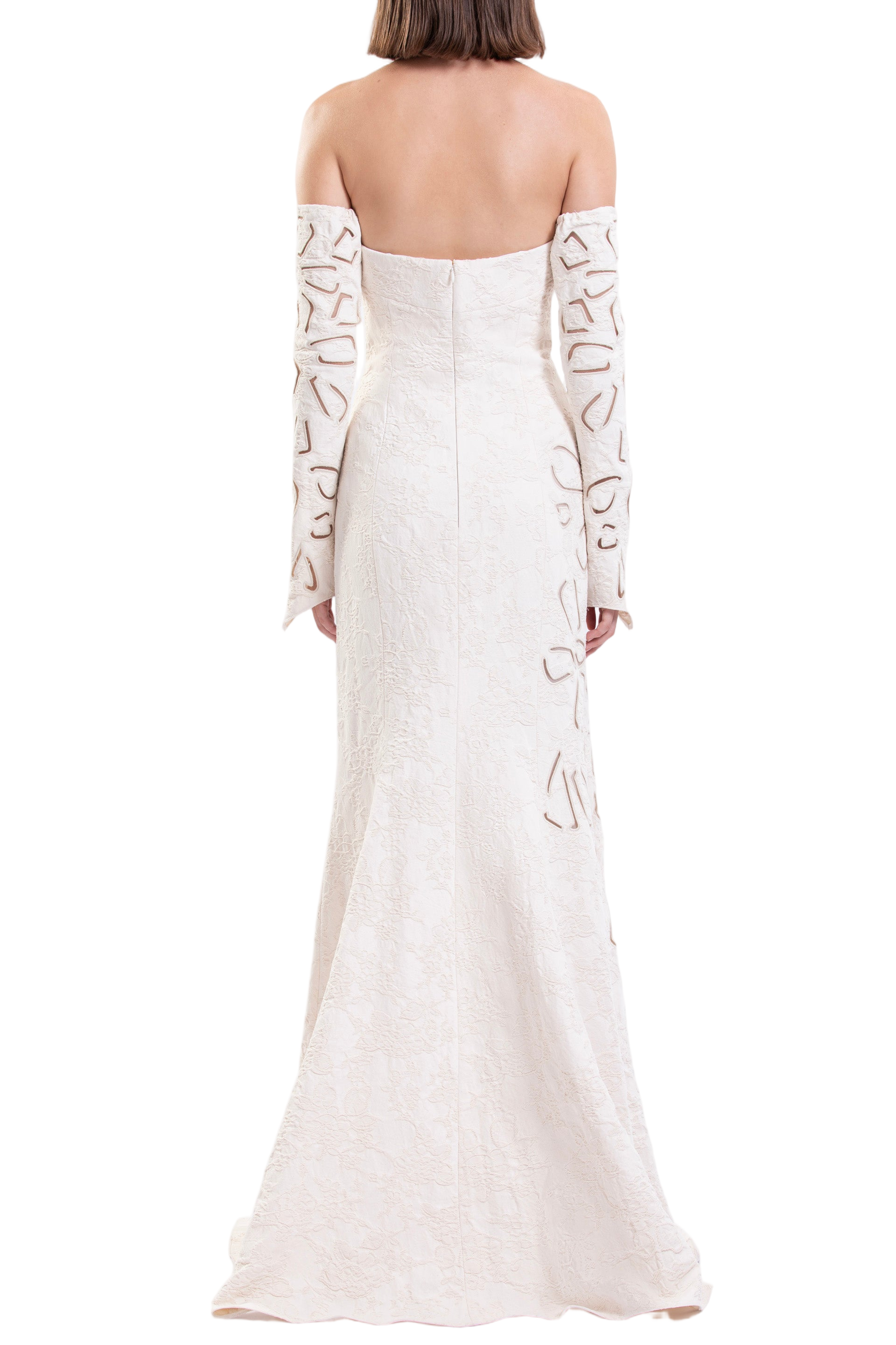 Jacquard Dress With Detachable Sleeves