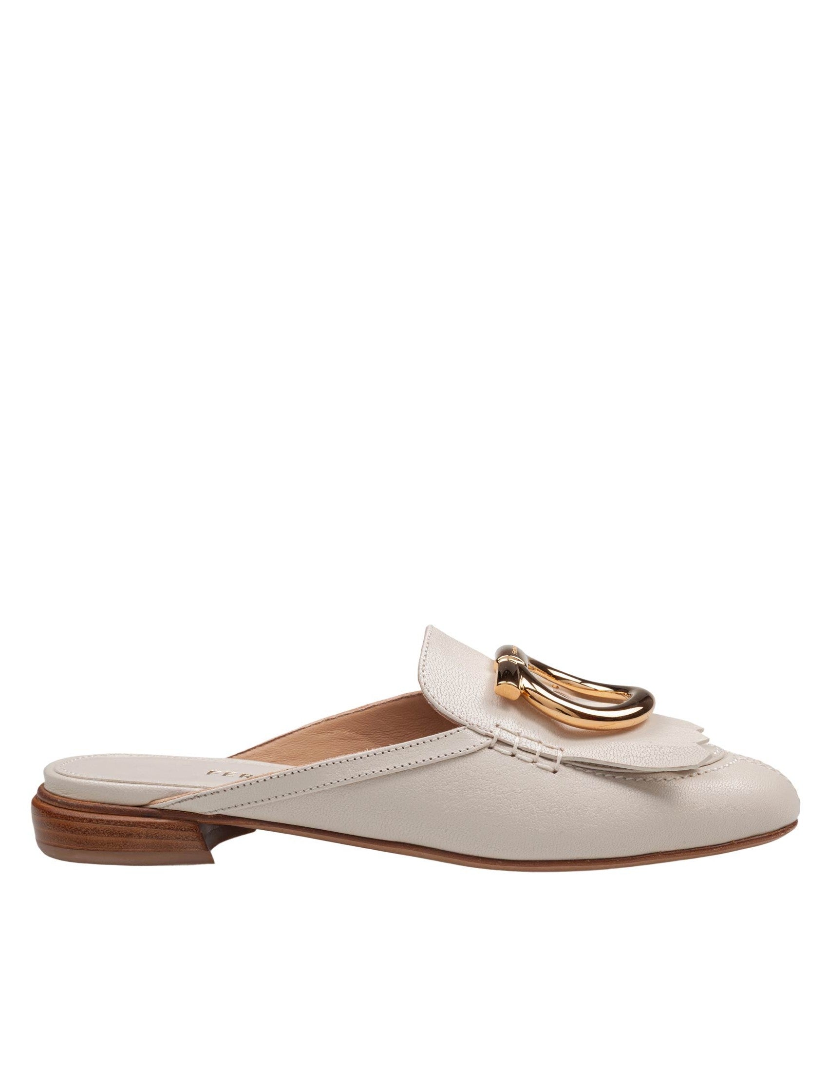 Leather Mules With Maxi Gancini Buckle
