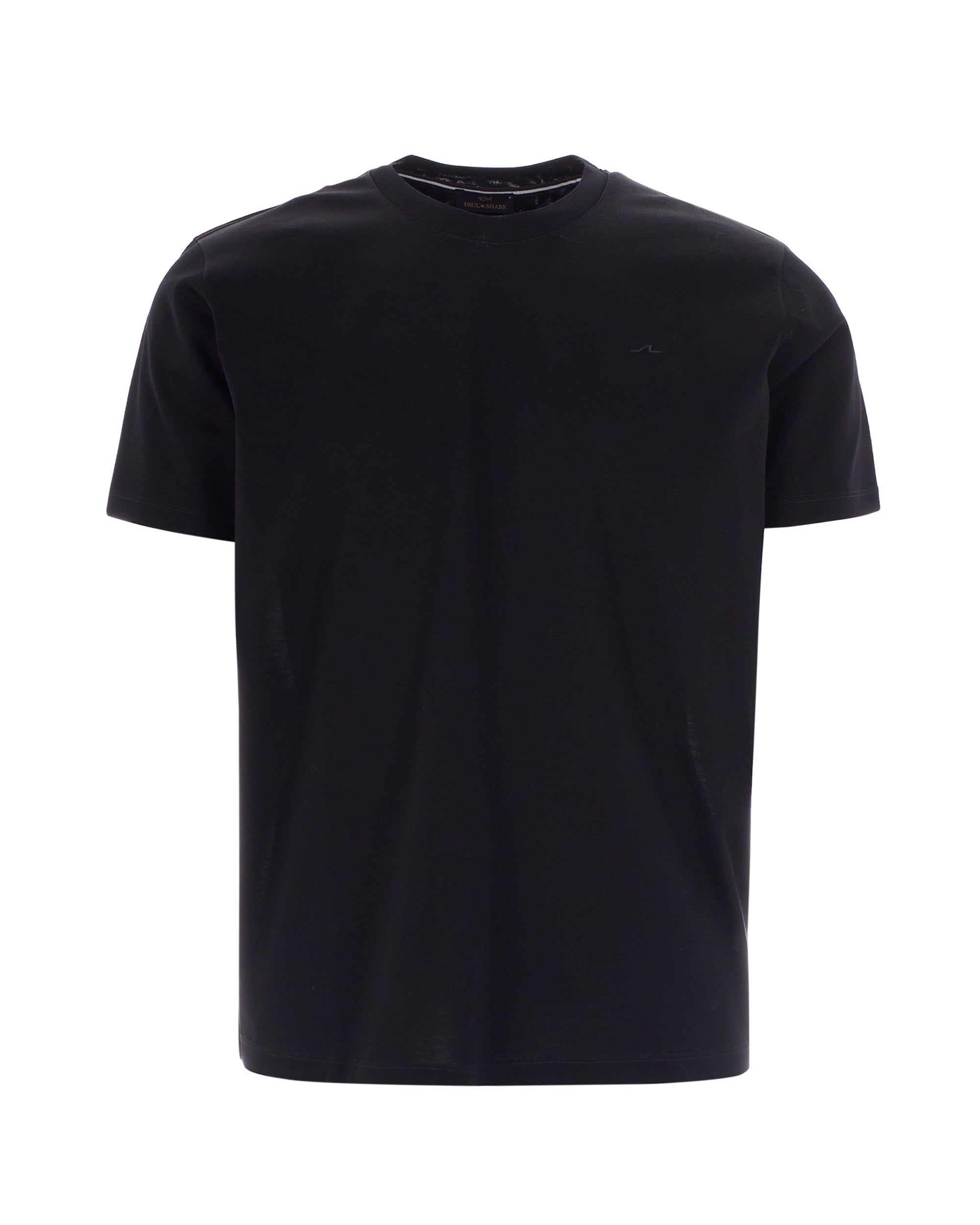 Czarny T-shirt z dżerseju z haftem