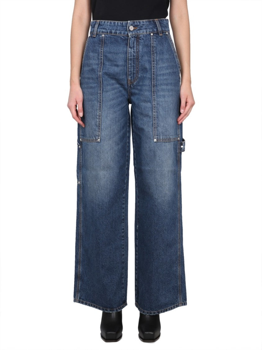 High-Waisted Utility Wide-Leg Jeans