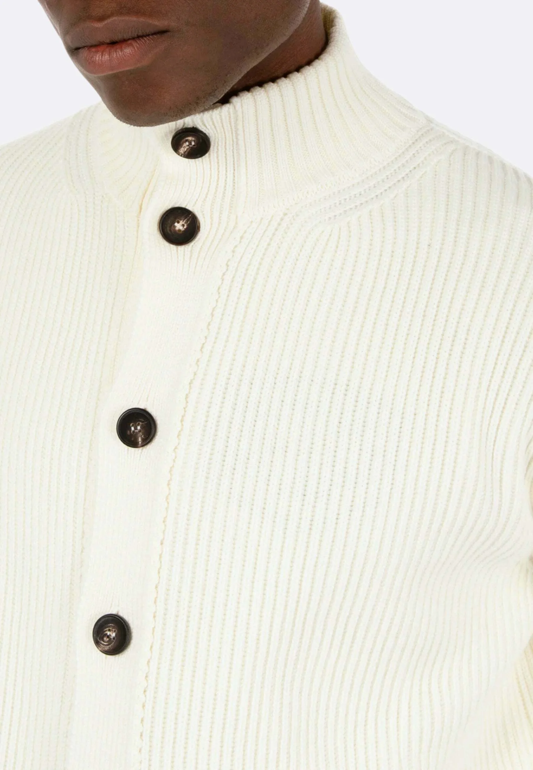 Ribbed Knit Merino Wool Cardigan
