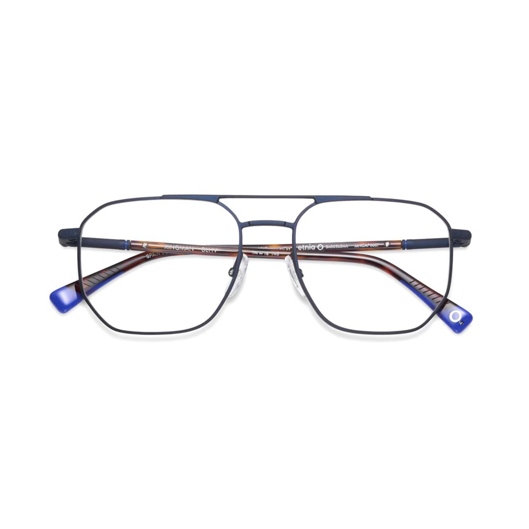 Kingman Geometric Metal Frame Eyeglasses with Tortoiseshell Temples