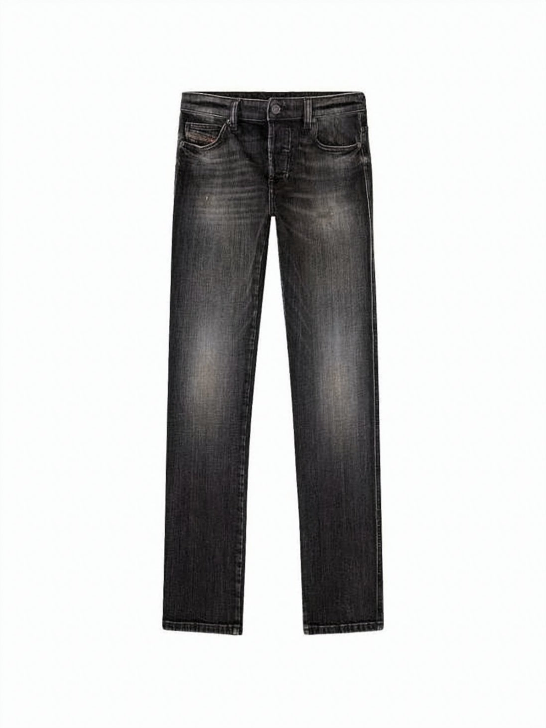 Slightly Faded Black Denim Pants with Five-Pocket Design