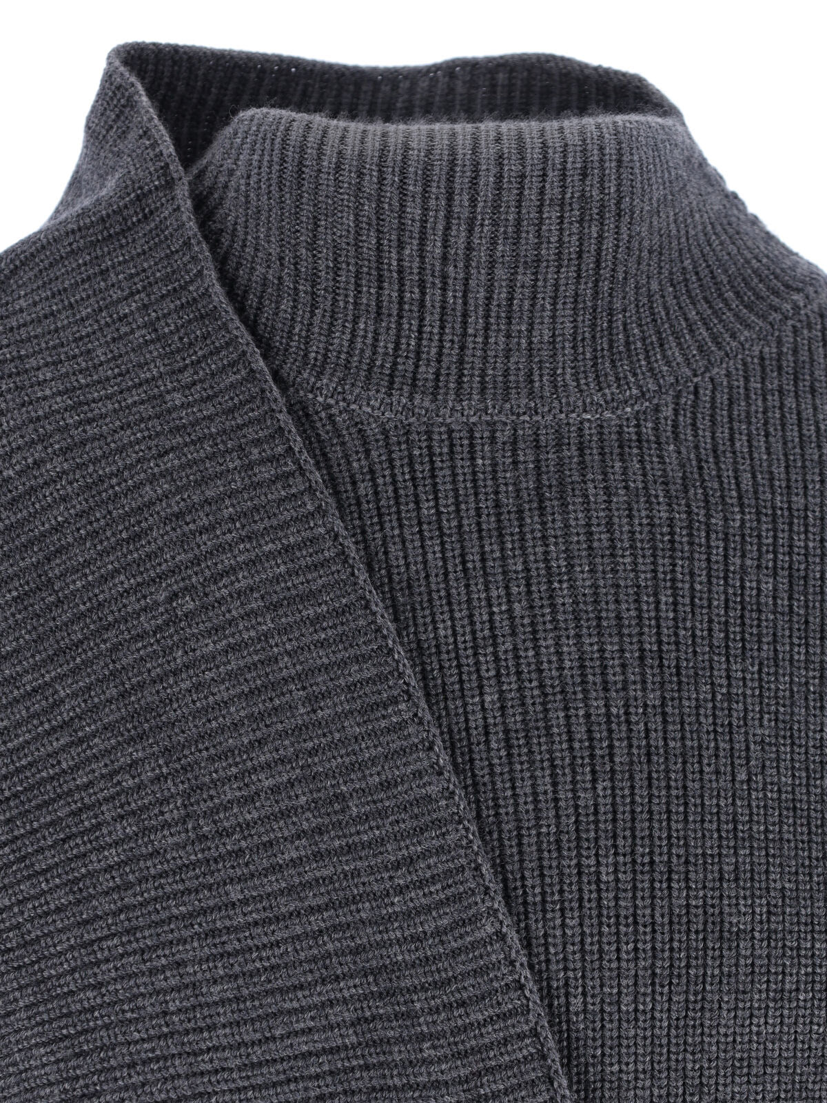 Black Asymmetrical Ribbed Knit Top