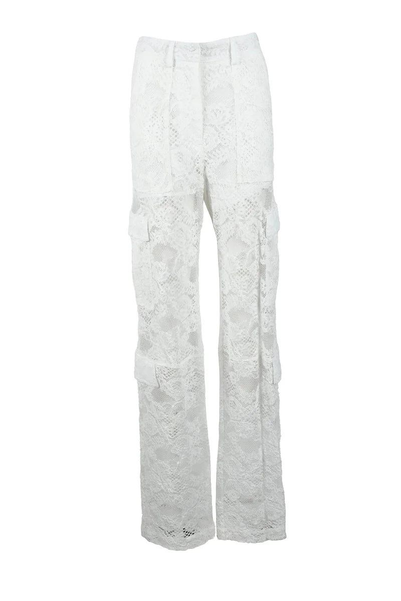 Cotton Polyamide Trousers - White