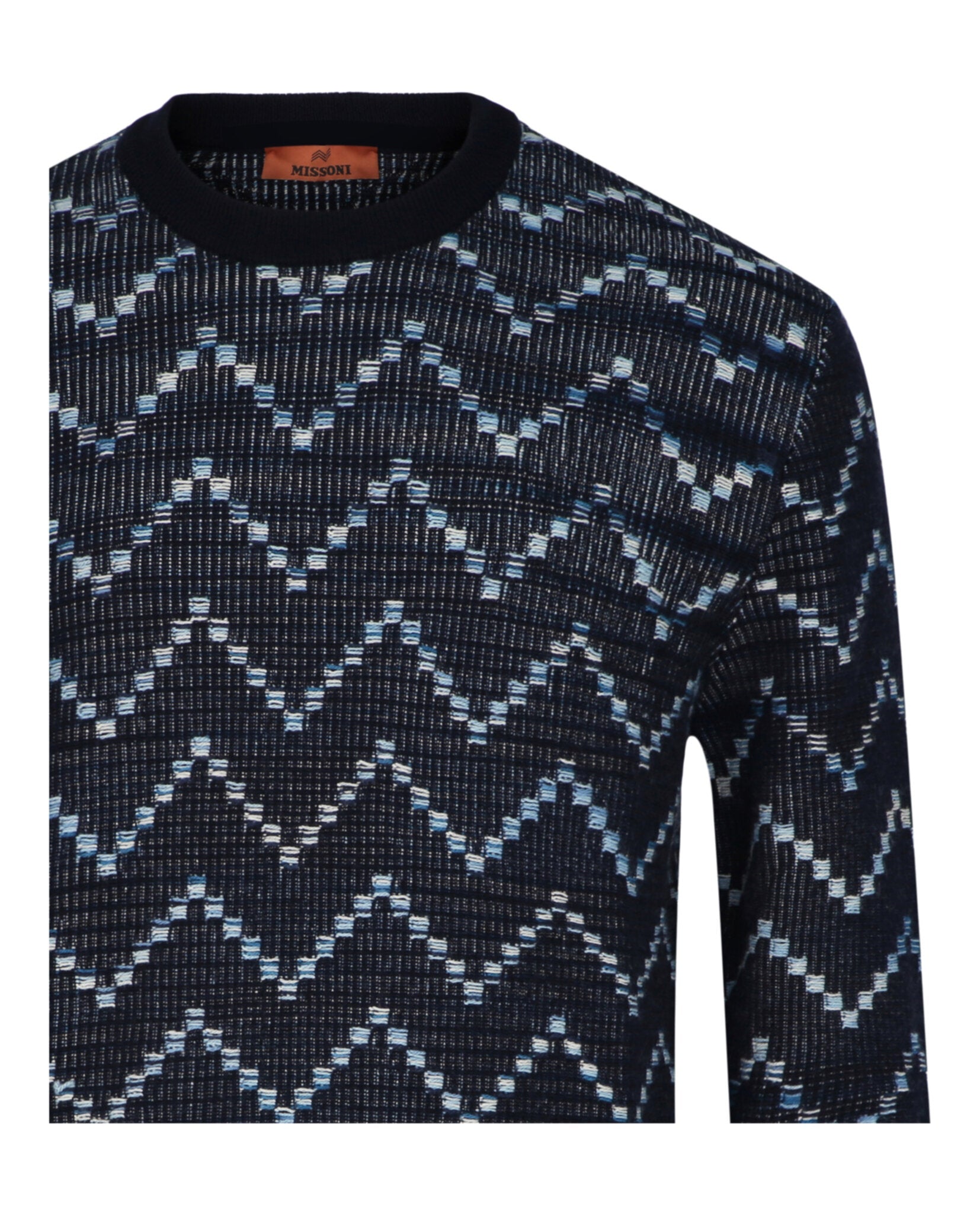 Zig-Zag Crewneck Pullover Sweater