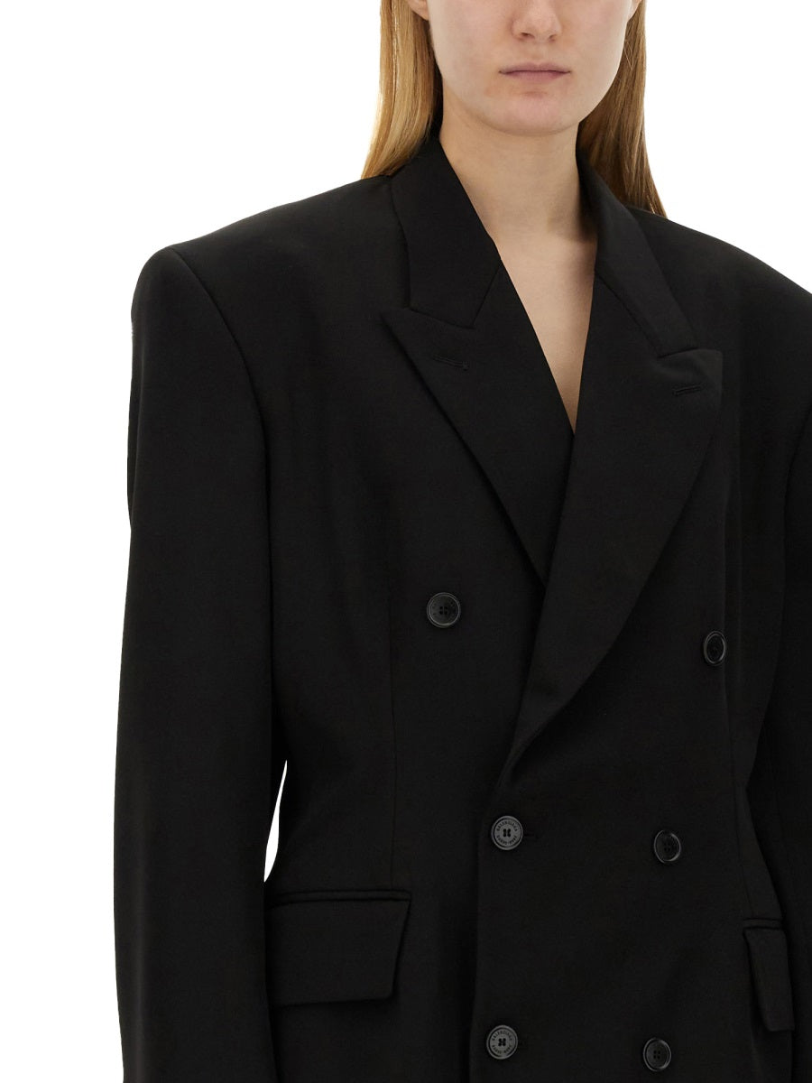 Oversized Wool Jacket with Cinched Waist