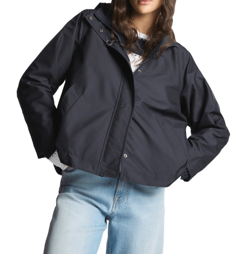 Short Parka in Water-Repellent Technical Poplin