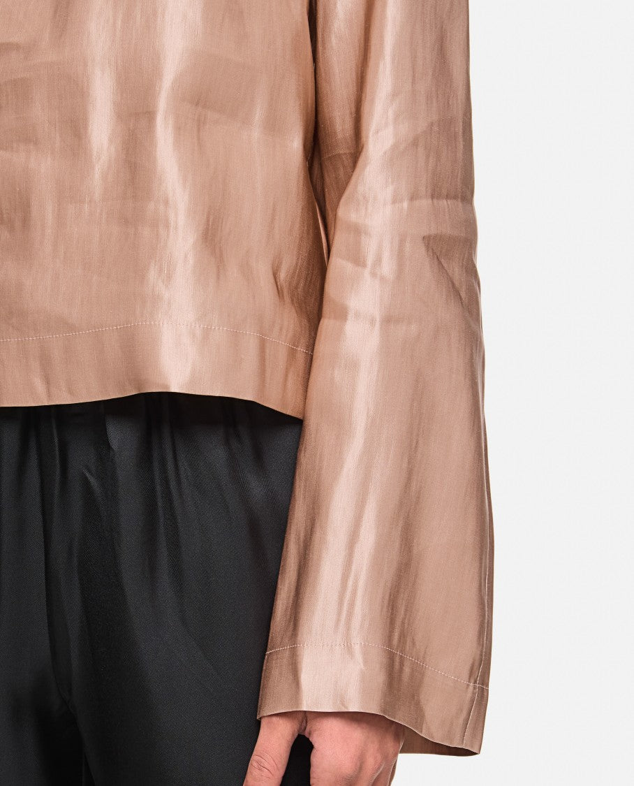 Silk And Linen Round Neck Blouse