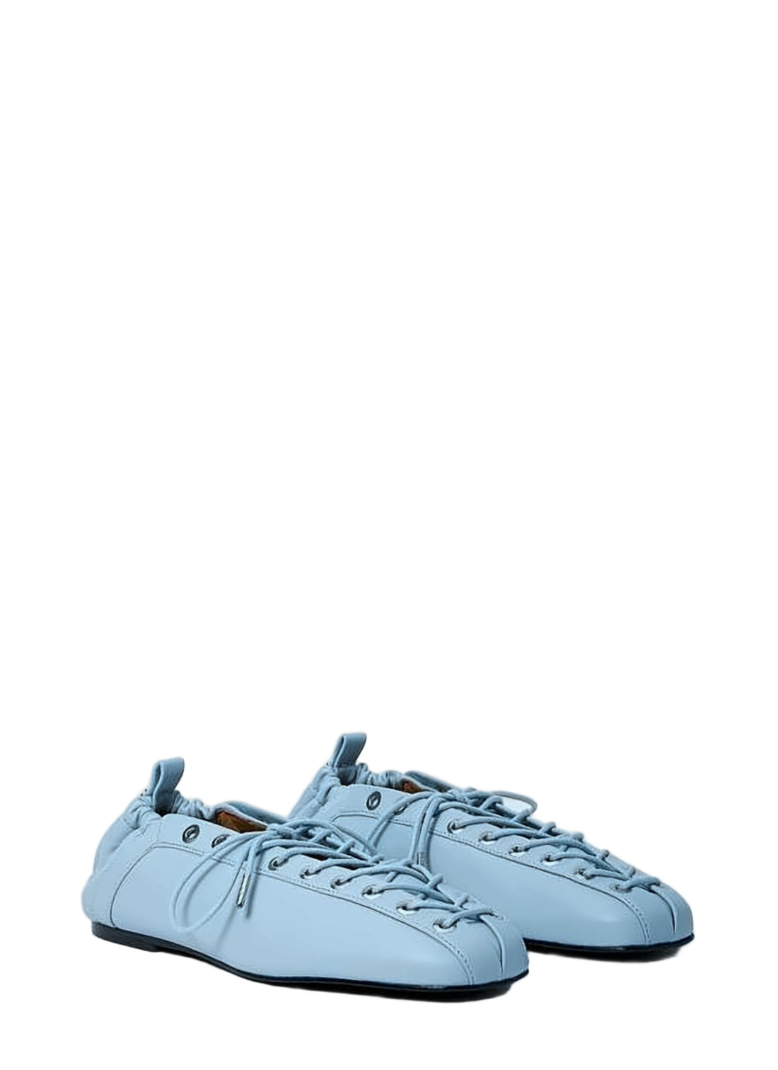 Ruched Slip-On Flats With Lace-Up Detail