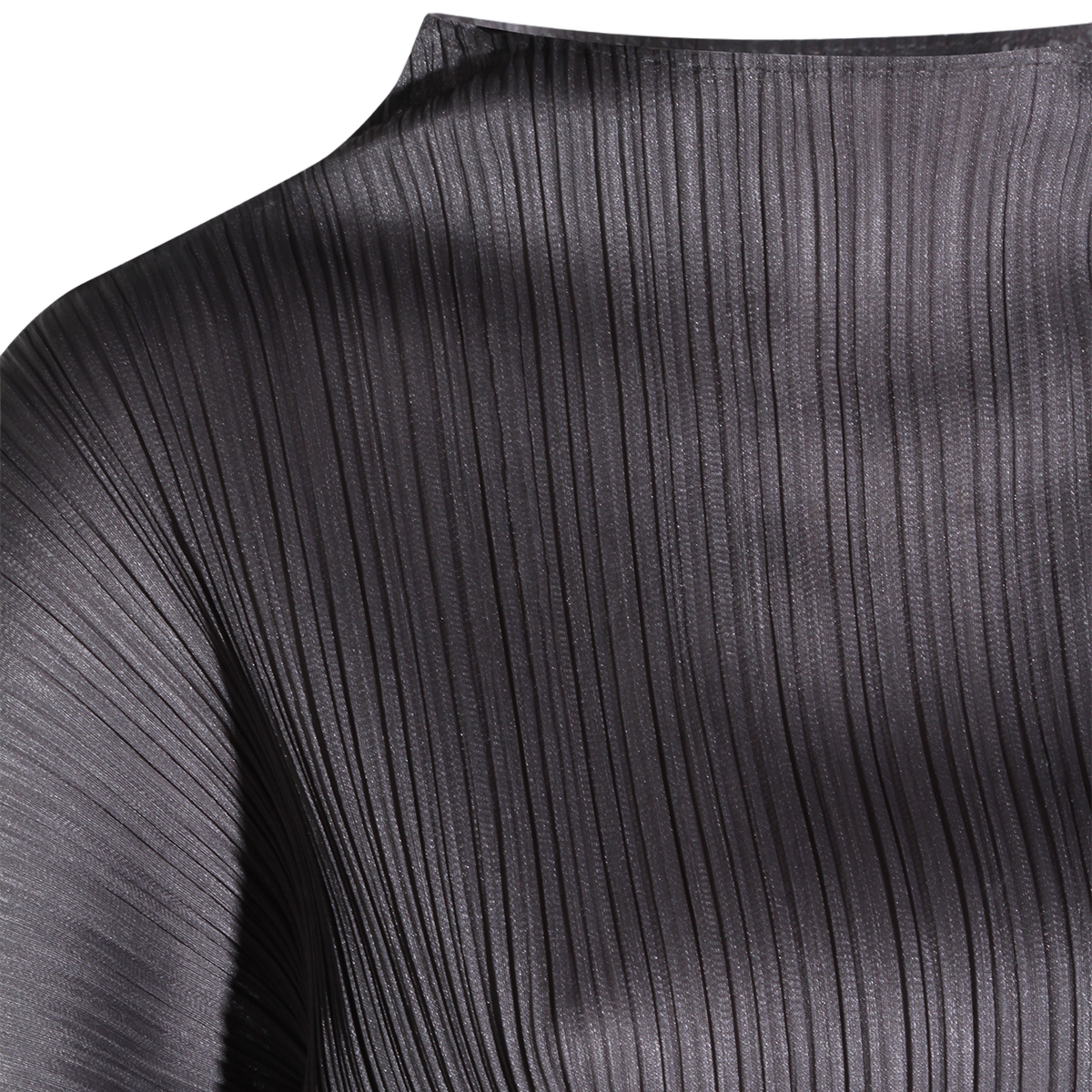 Pleated Long-Sleeved Top with High Neck