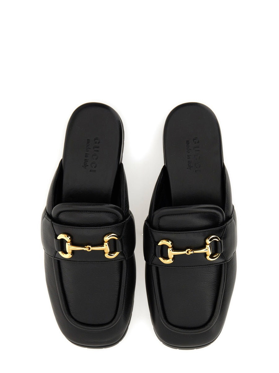 Men's Leather Sabot Shoe with Clamp Detail