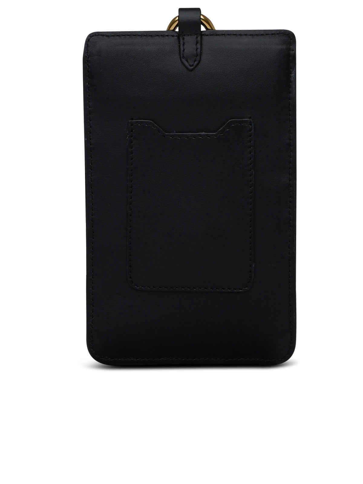 Rectangular Black Card Wallet with Gold-tone Accents