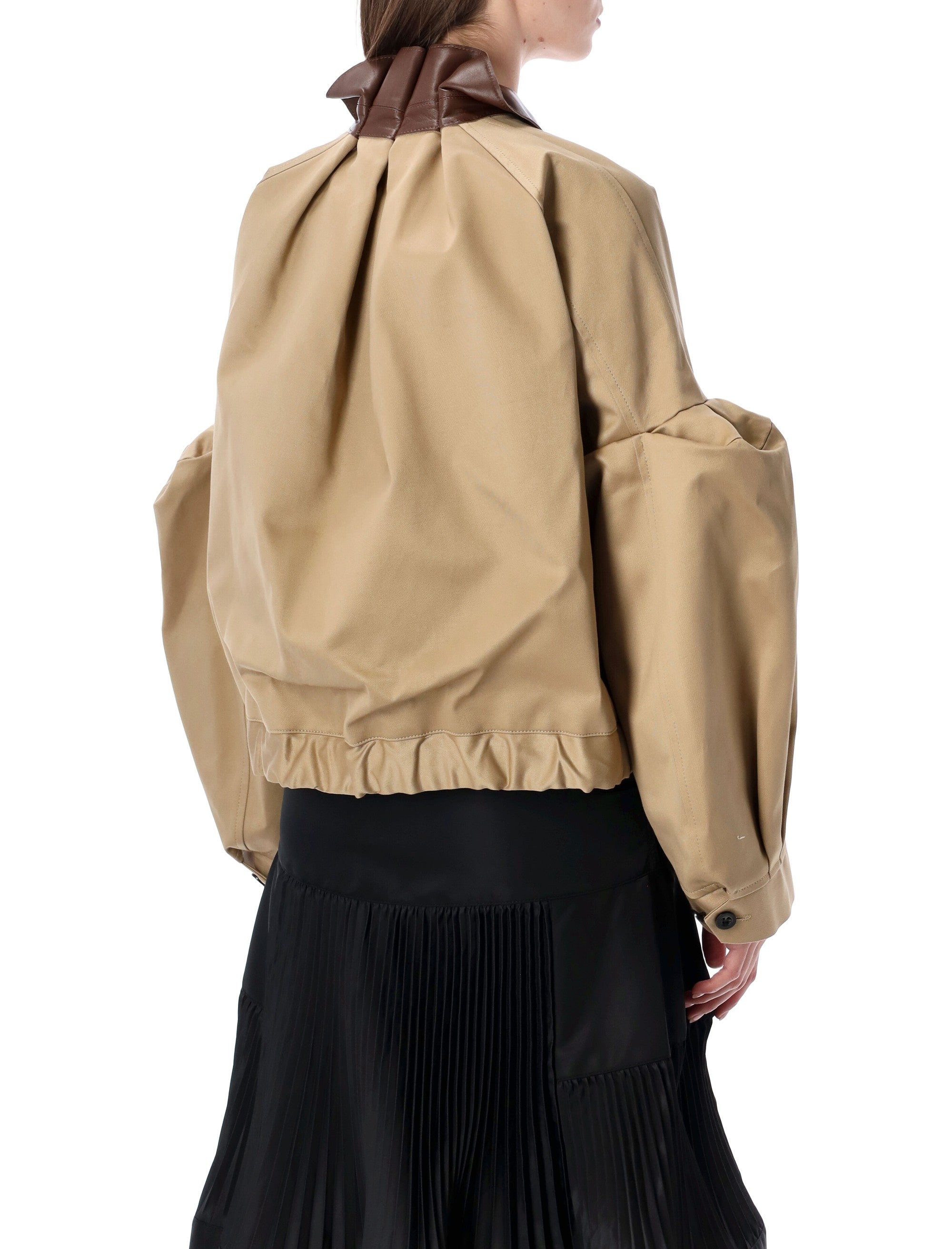 Chino Bomber With Leather Collar And Details