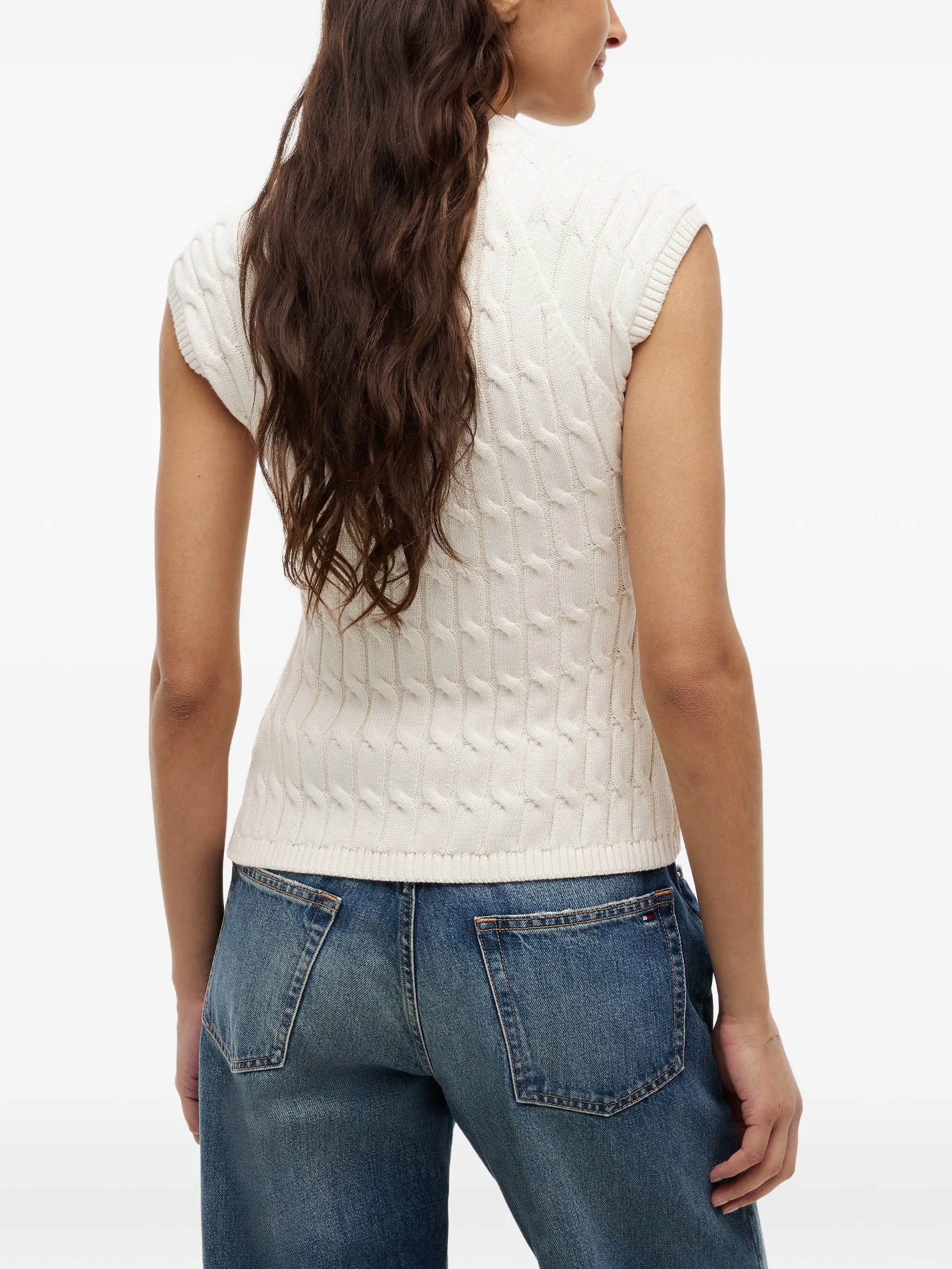 Mid Gg Cable Vest Cropped Gilet