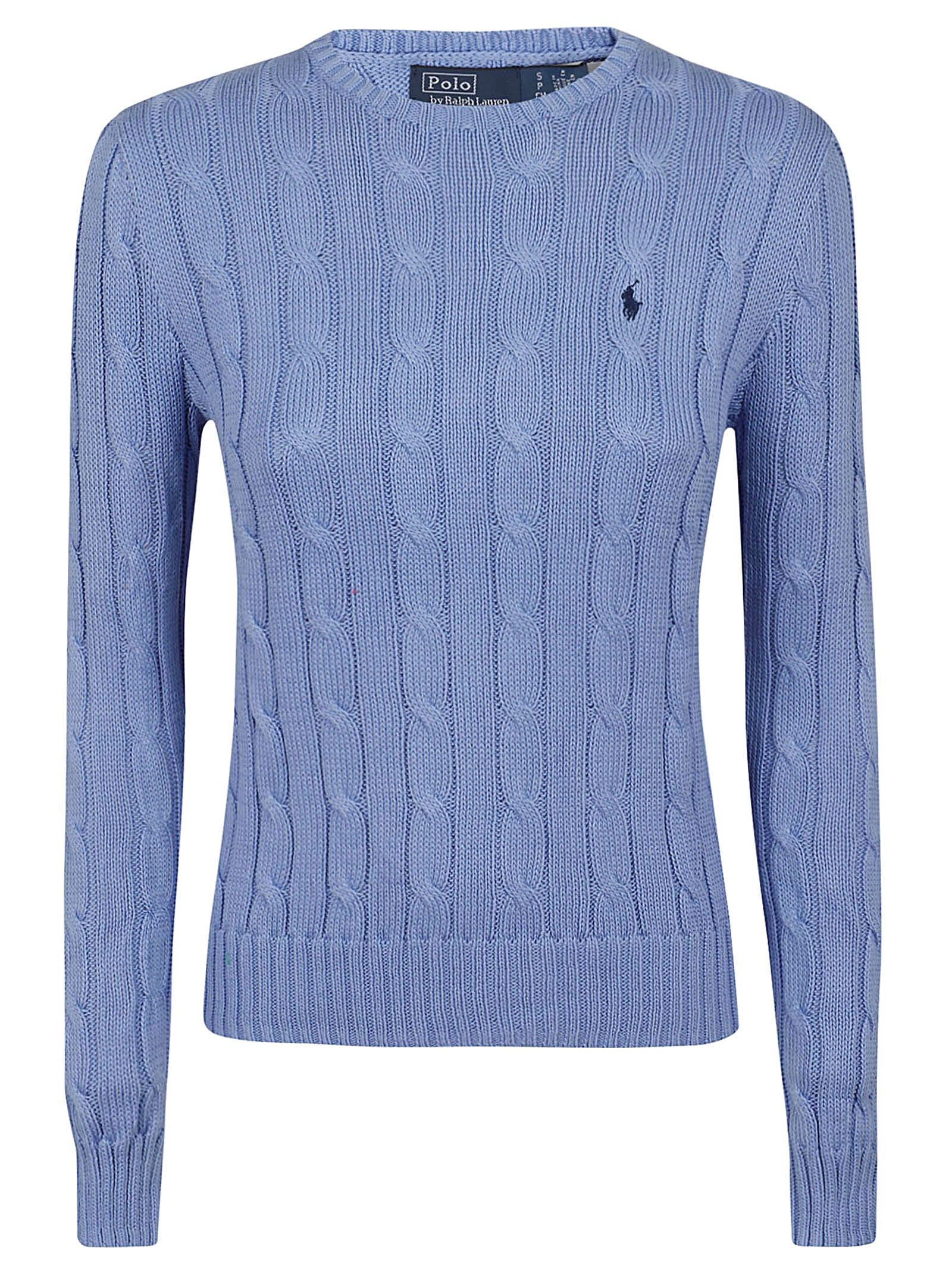 Cable Knit Sweater With Embroidered Horse
