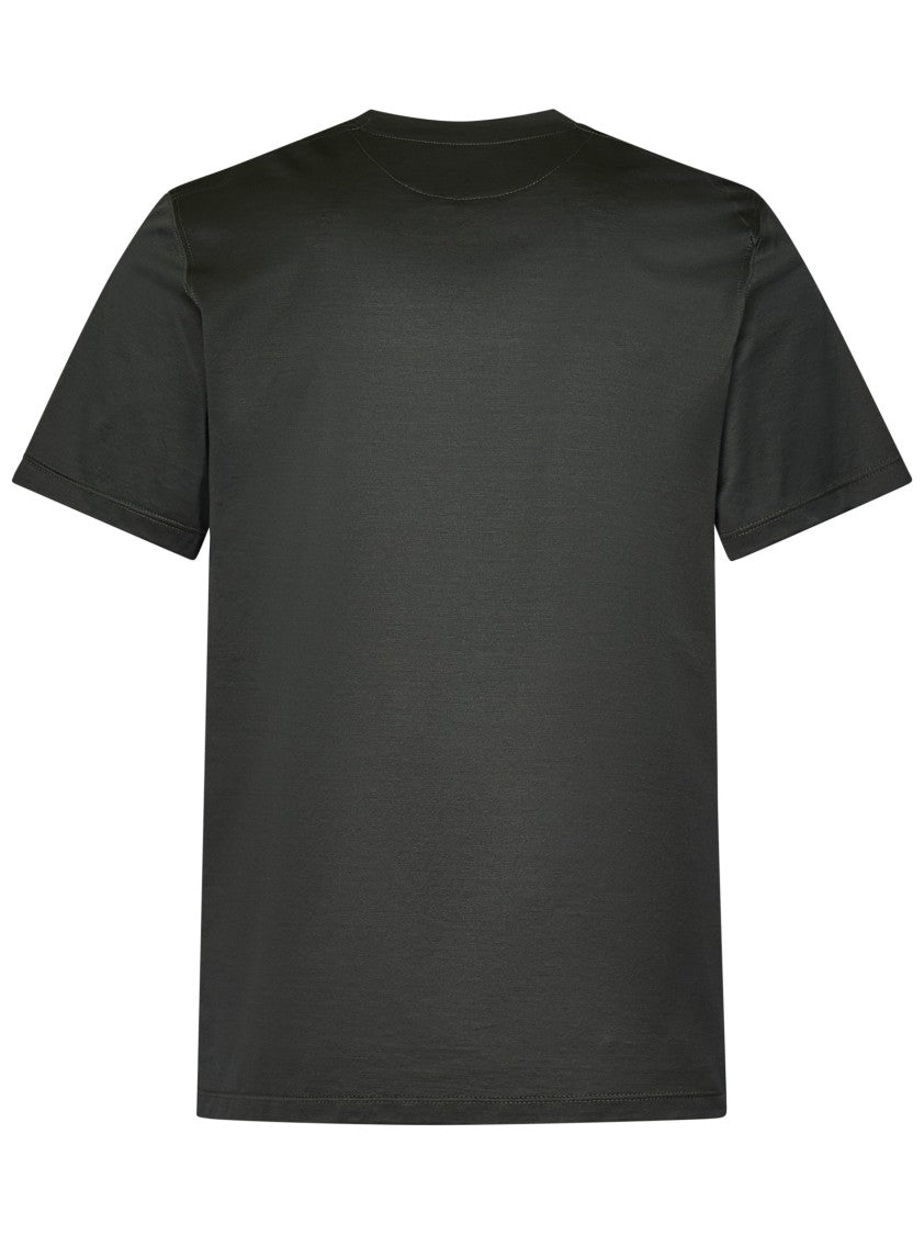 Nuvola Zielony T-Shirt Z Miękkiej Dzianiny Z Klasycznym Okrągłym Dekoltem