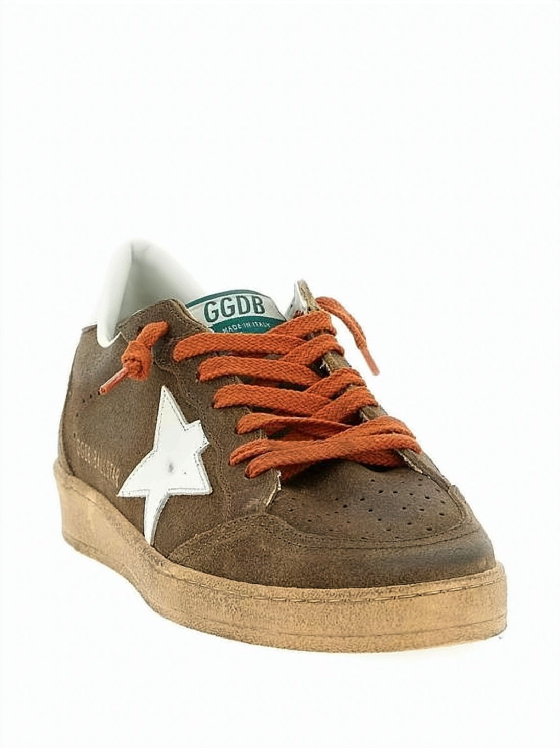 Distressed Brown Suede Sneakers with Bold Accents