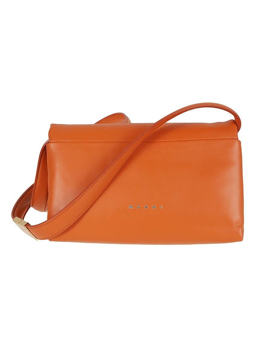 Fold-Over Calf Leather Bag With Detachable Strap