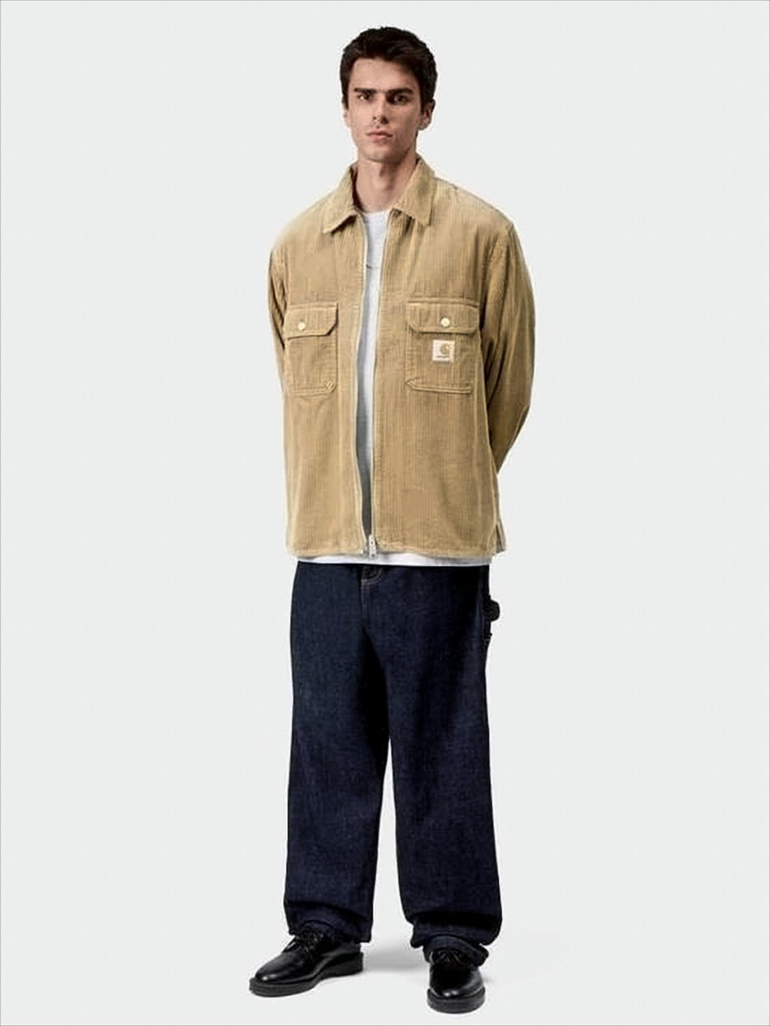 Brown Corduroy Jacket with Front Zipper Closure