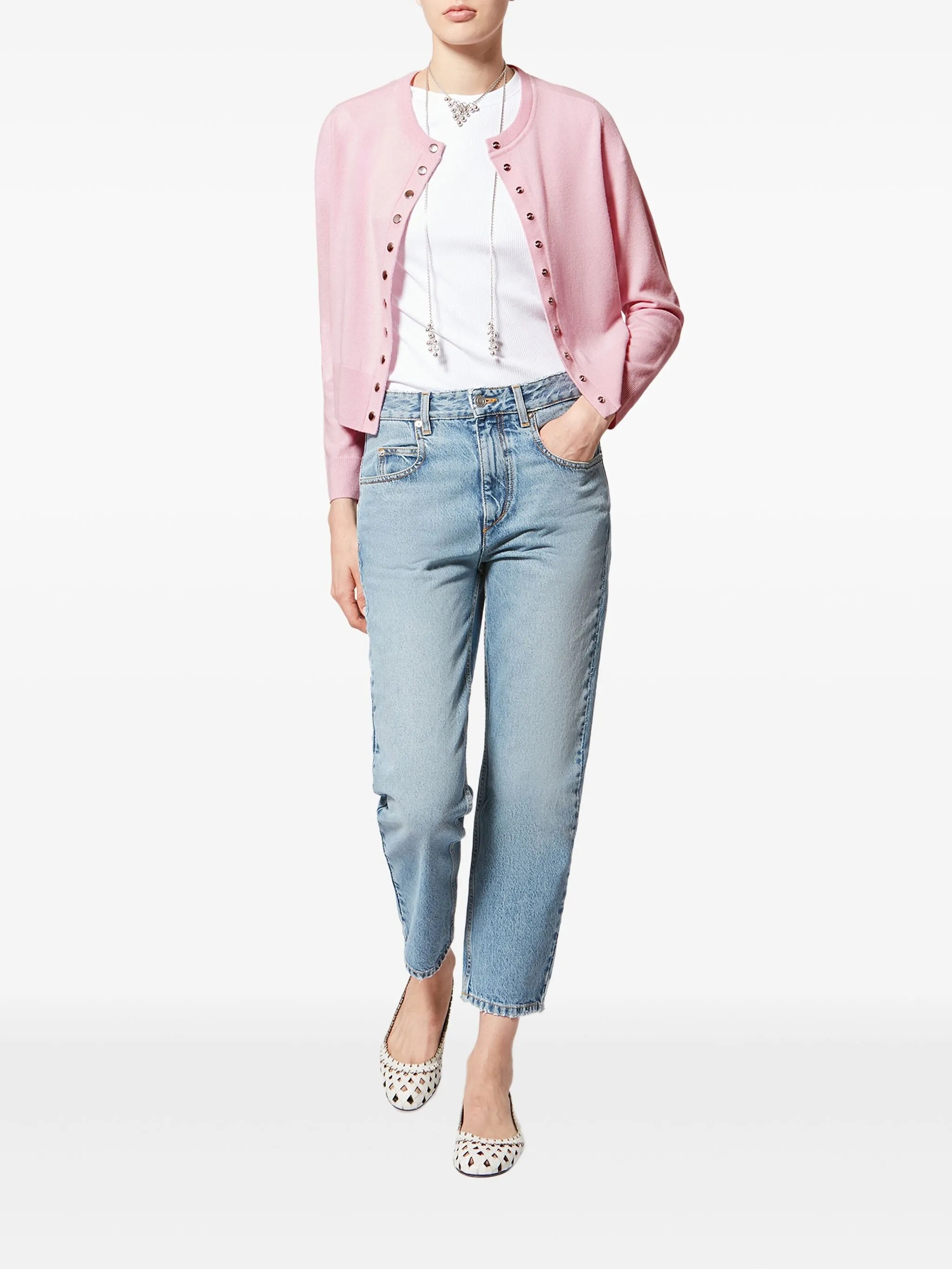 Neutral Idesia Cropped Merino Cardigan
