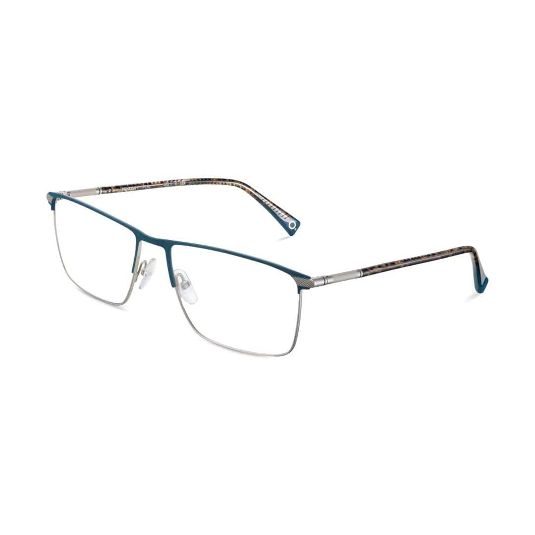 Fenton Rectangular Metal Eyeglasses with Patterned Temples