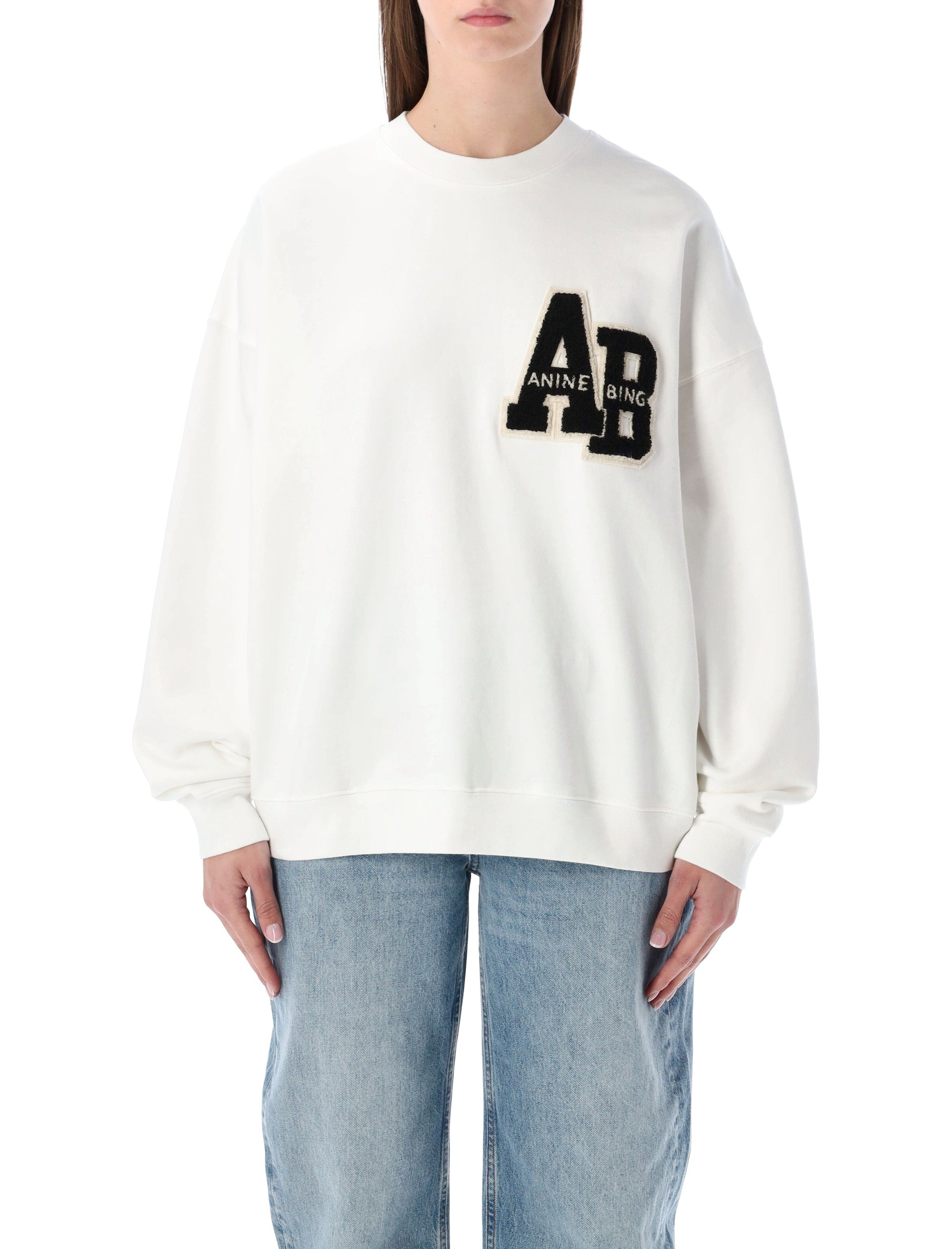 Miles Oversized Letterman Off-White Sweatshirt