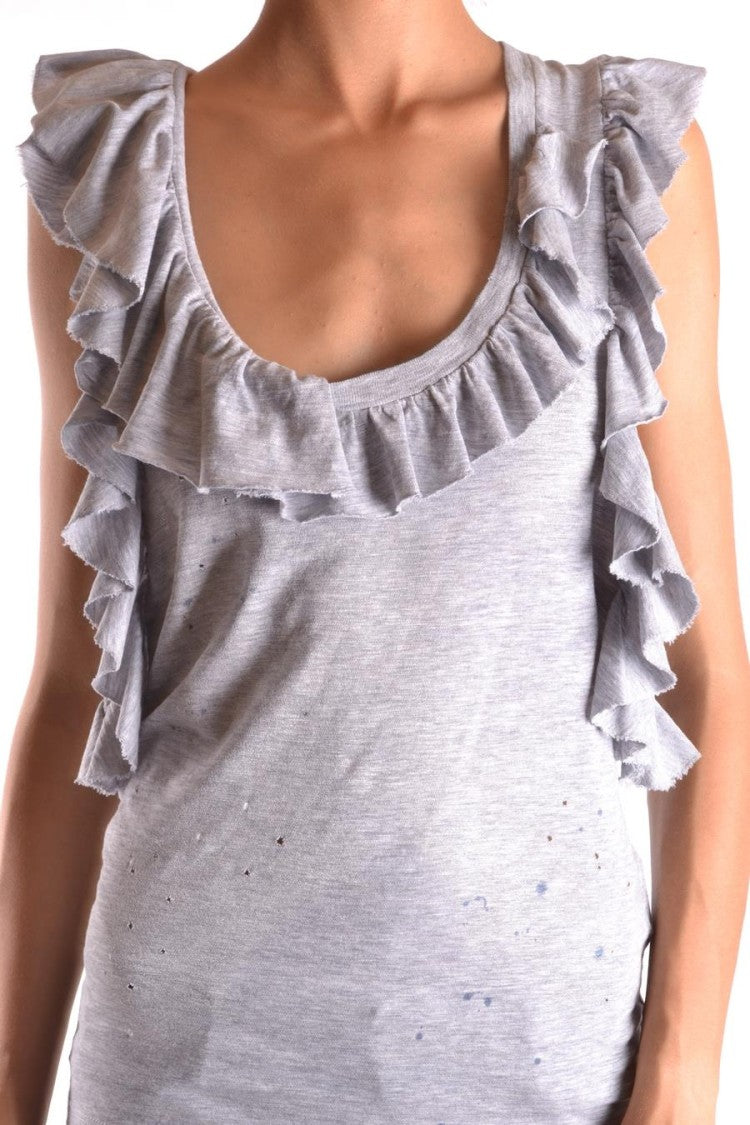 Light Grey Ruffled Detail Top