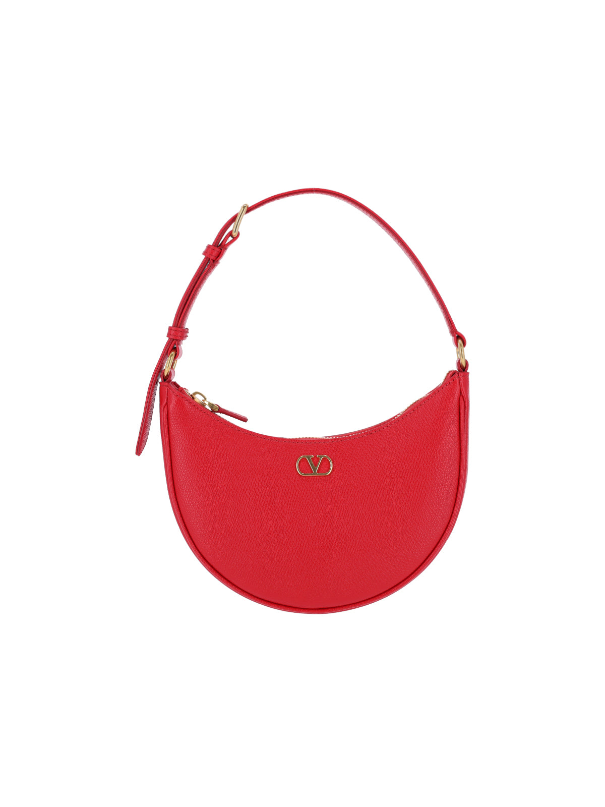 Red Leather"Vlogo Signature" Mini Hobo Bag