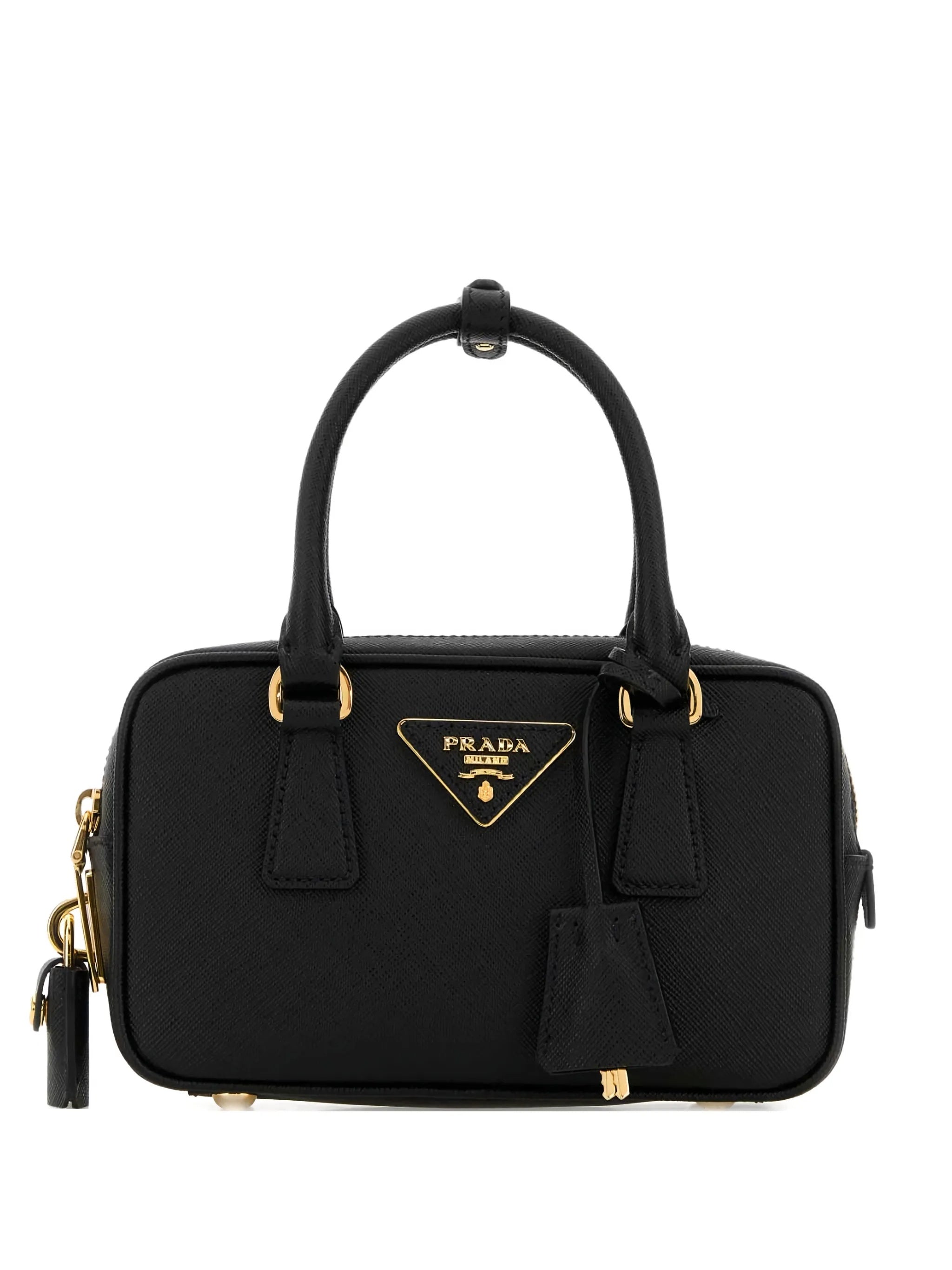 Black Bauletto Structured Leather Handbag