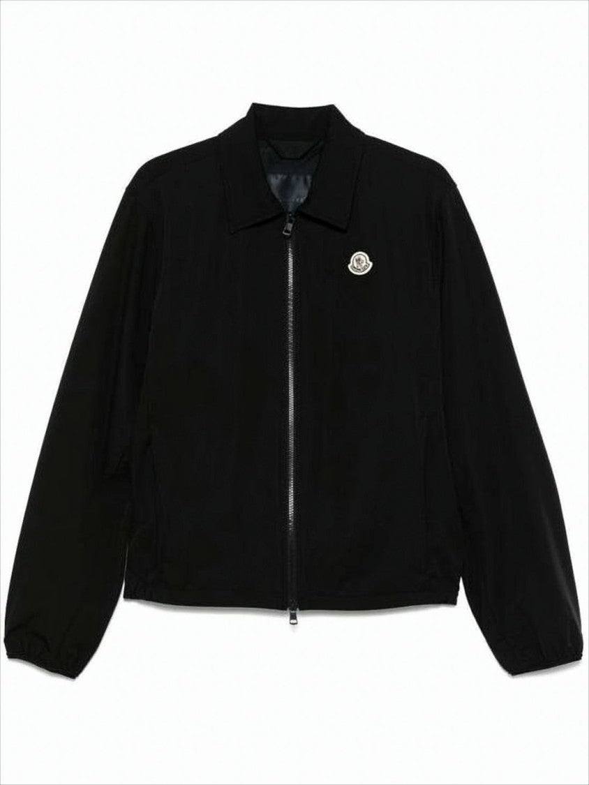 Minimalist Black Bomber Jacket With Elastic Details