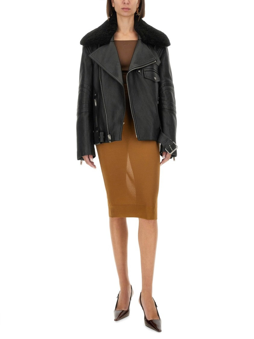 Asymmetrical Zip Leather Biker Jacket