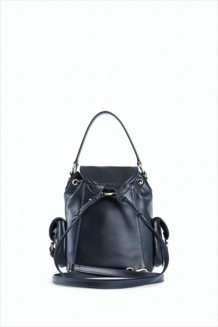 Structured Black Leather Crossbody Bag