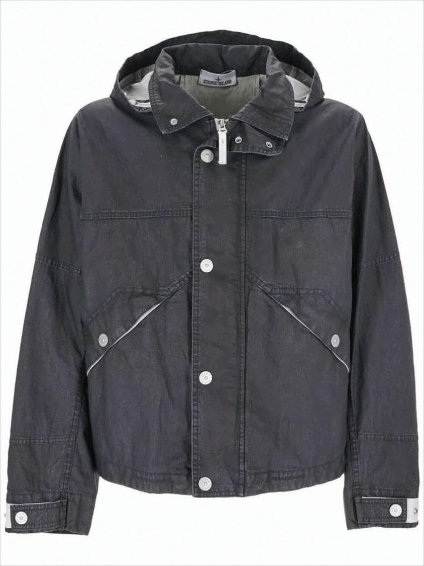 Cropped Linen Jacket with Front Zipper