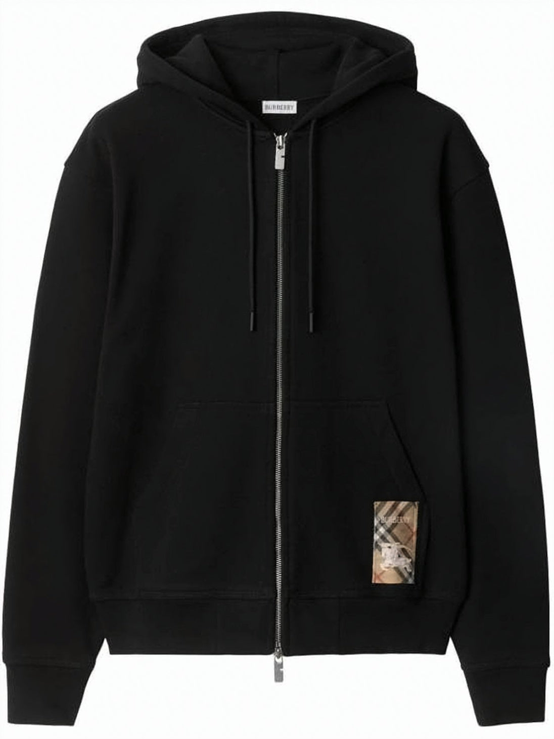 Zip-Up Black Cotton Hoodie
