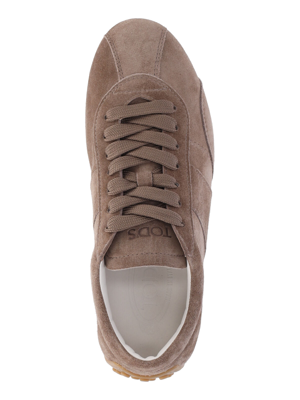 Brown Suede Low-Profile Sneakers with Tonal Stitching