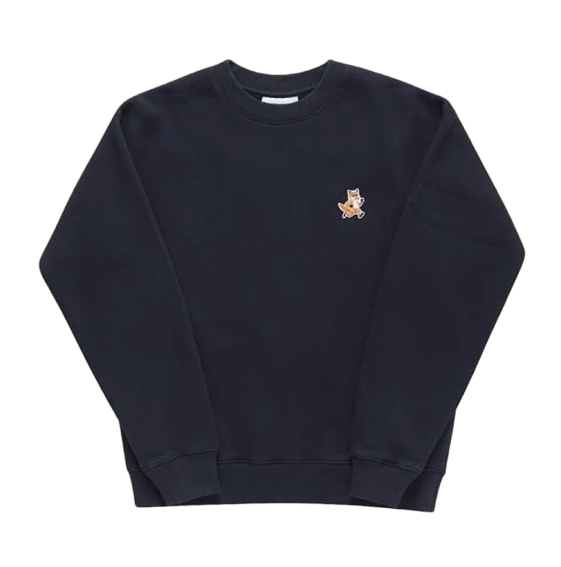 Long-Sleeved Crewneck Sweatshirt With Embroidered Fox Emblem