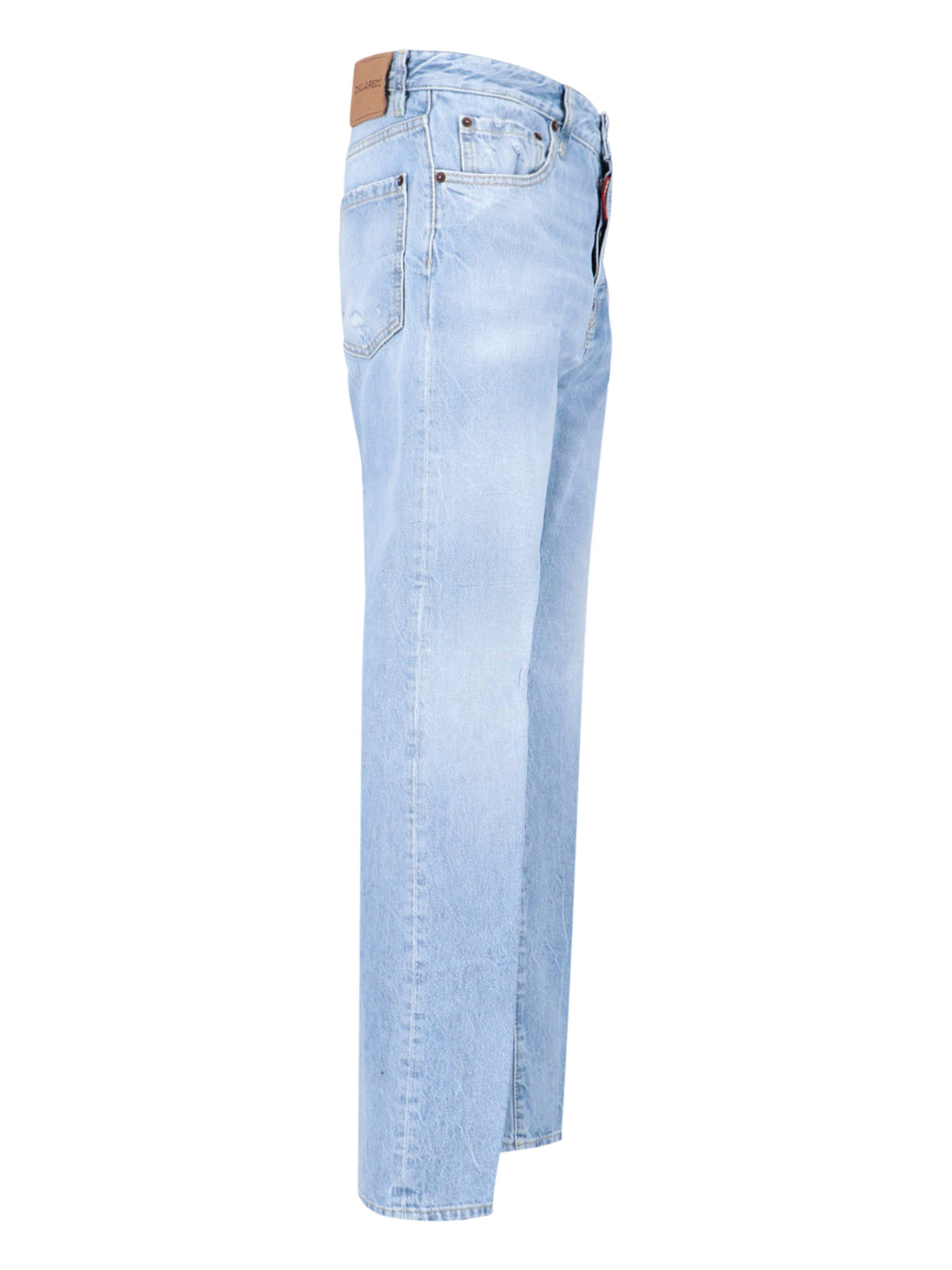 Light Blue Straight-Cut Denim Logo Jeans